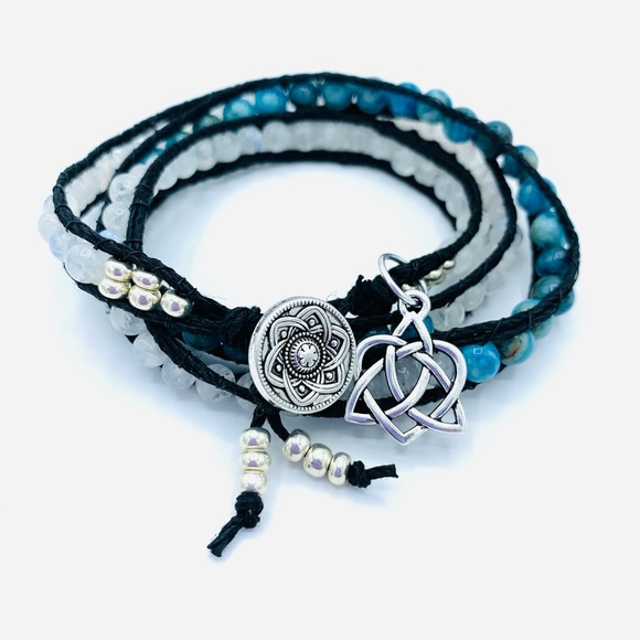 Hand Crafted Jewelry - Moonstone and Agate Wrap Bracelet